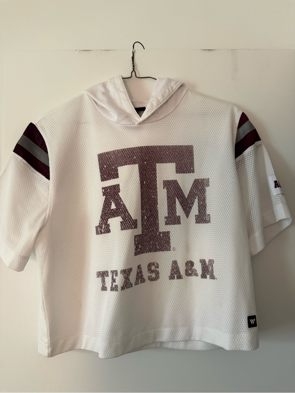 Texas A&M White & Maroon Cropped Hoodie